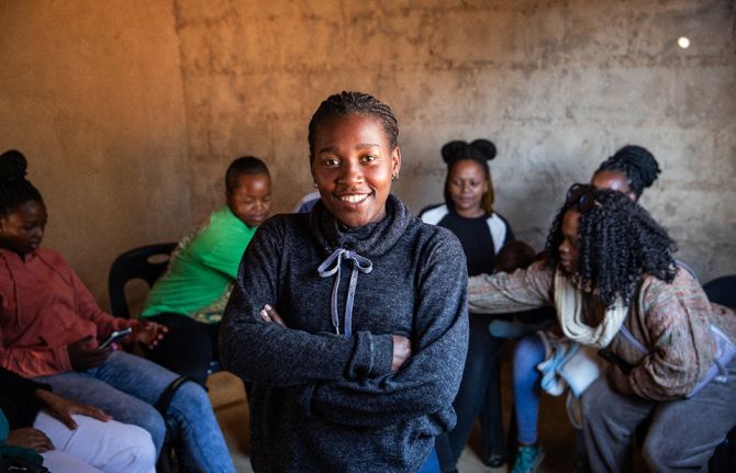 Noncedo Khumalo with some of the young women she used to support with HIV prevention services through her organization, Young Heroes. Noncedo Khumalo with some of the young women she used to support with HIV prevention services through her organization, Young Heroes.