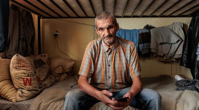 Serhii, who fled his hometown due to the war in Ukraine, now receives HIV treatment and social support at a shelter in Kryvyi Rih, where he has found safety, stability, and care.