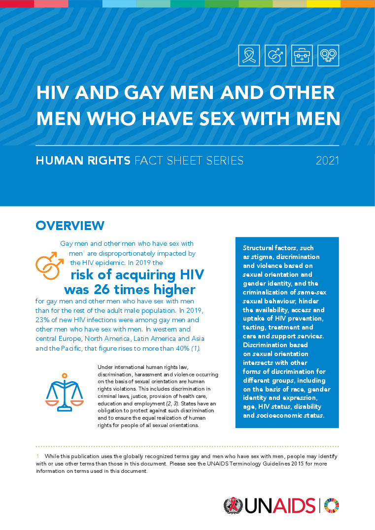Hiv And Gay Men And Who Have Sex With Other Men — Human Rights Fact Sheet Series 2021 Unaids