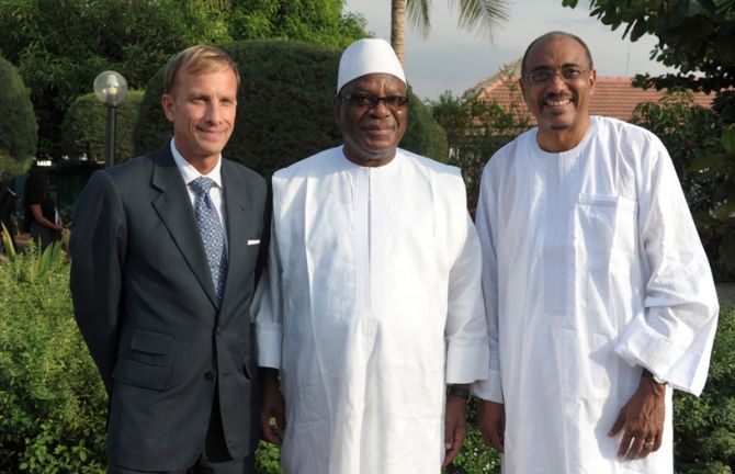 Mark Dybul, President Ibrahim Boubacar Keïta and Michel Sidibé.