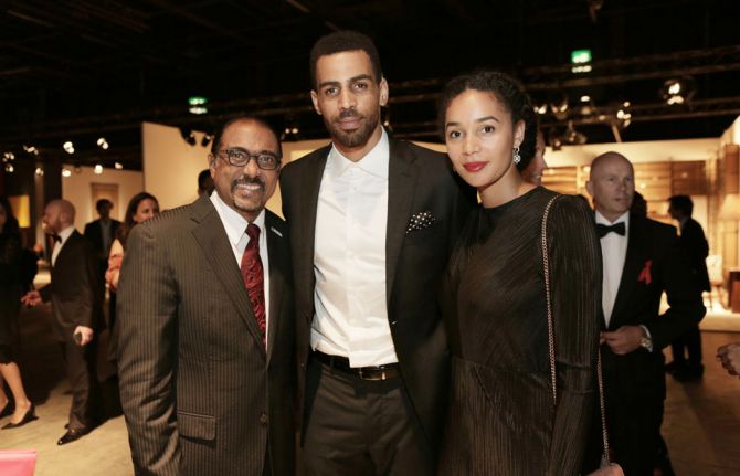 Michel Sidibé with Thabo and Bertille Sefolosha. Photo: World Red Eye