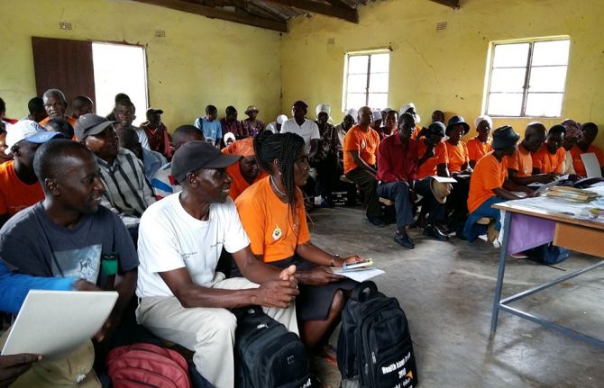 Health Kiosk faith center volunteers at program planning meeting at Gokwe North district, Zimbabwe.  Photo Credit: World Vision Health Kiosk staff