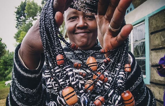 Women developed jewellery making skills to support themselves with money they raise locally.