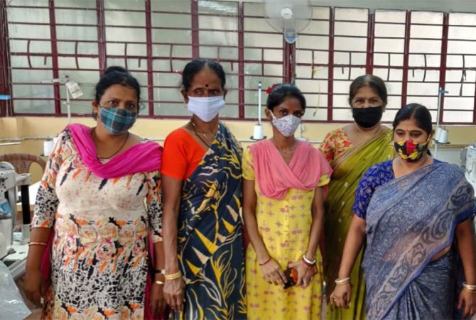 Caption: Ruma (centre) with fellow Usha community members engaged in the social entrepreneurship project   Credit: Usha Multipurpose Cooperative Society Limited