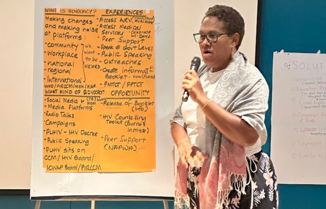 A UNAIDS-supported initiative by the International Community of Women Living with HIV Asia and Pacific (ICWAP) supports positive women’s organising. The Feminist School is a learning and consciousness raising programme that began in South Africa, and has 