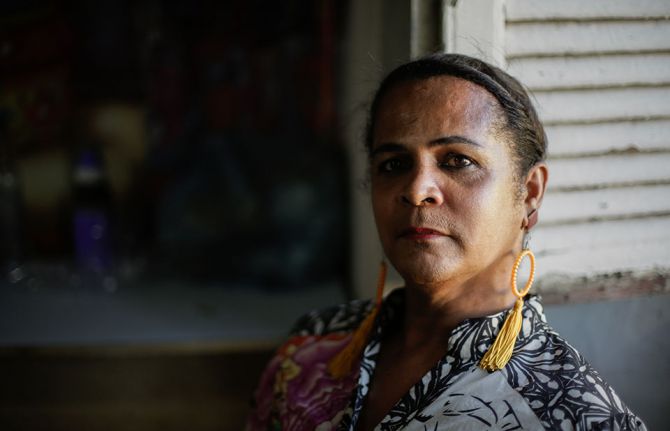 A transgender person participates in an activity led by the network of people living with HIV GTP+ in Recife, Brazil. October 2021. Credit: Brenda Alcântara