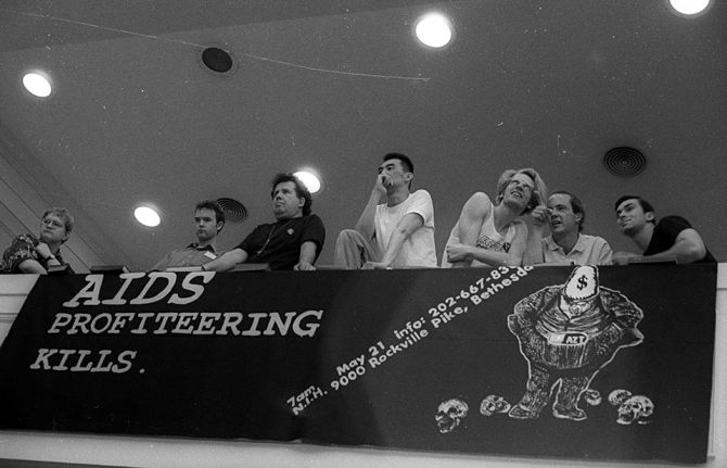 People marching for HIV treatment at a demonstration in May 1990 at the National Institutes of Health in Washington, DC, United States of America. Credit: Elizabeth Carecchio