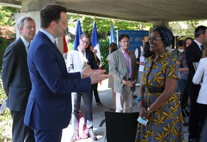 Federal Minister of Health Jens Spahn made the announcement during a meeting with UNAIDS Executive Director Winnie Byanyima in Geneva, Switzerland, during the 46th meeting of the UNAIDS Programme Coordinating Board. Credit: UNAIDS