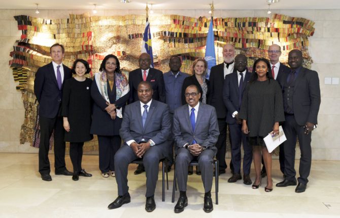 The President of the Central African Republic visits UNAIDS to share national progress