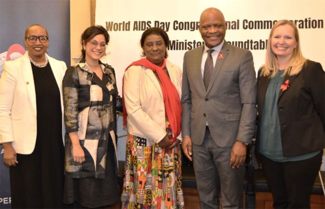 Co-hosts and speakers at the World AIDS Day Congressional Commemoration and Ministerial Roundtable