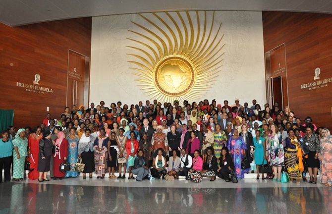 Participants of the African Union gender pre-summit meeting at the African Union Commission. Courtesy: Femmes Africa Solidarité.