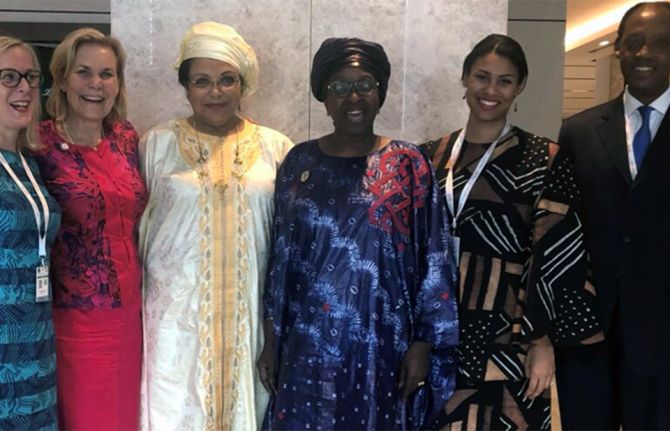 Niger, Niamey, 8 July 2019: On the margins of the first mid-year coordination meeting of the African Union and regional economic communities, held on 7 and 8 July, the UNAIDS Executive Secretary, a.i., and Bineta Diop, the African Union Special Envoy for 